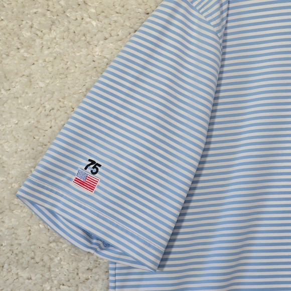 Peter Millar Polo Shirt Men XL Blue Striped Summer Comfort Golf Short Sleeve - Picture 3 of 12